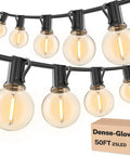 50ft G40 Outdoor String Lights With 26 LED Bulbs, Waterproof Shatterproof Dimmable Connectable Globe Cafe Bistro Lights
