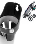 Golf Push Cart Cup Holder That Fits Clicgear Sun Mountain Bag Boy And More Large Size shown with golf cart attachment