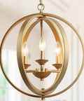 Gold Orb Pendant Light 3 Light Modern Fixture With Open Globe Metal Frame And Soft Gold Finish, 15.5" wide, 18" high