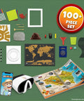 VR Atlas World Explorer Science Kit For Kids 8 To 12 - Totally Immersive AR Learning With A 144 Page Illustrated World Atlas, Hands-On Projects And Global Landmarks, Cultures, Currency And Cuisine. 100+ piece kit laid out with atlas, VR goggles, phone app, maps and craft parts