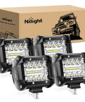 4 Inch 60W LED Pod Light Bar With Triple Row Flood And Spot Combo 6000LM White Light 6000K for off-road vehicles