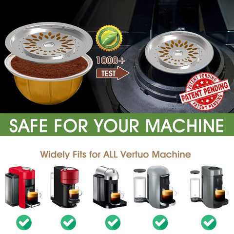 Reusable VertuoLine Capsule Lid Stainless Steel Cap Disc Food Grade 304 Durable Up To 10000 Uses No Odd Coffee Taste