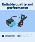 Drinkwell Replacement Pump, Quiet OEM Upgrade With Power Adapter, silicone rubber grommet, fits various Drinkwell Fountains
