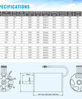 Technical specifications and diagrams of Powerhouse 1600KV Waterproof Brushless RC Boat Motor With Cooling System To 650 To 800mm Boats Built For Big Torque Fast Speeds And Tough Durability Ready, detailing size, power, and design.