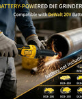 Heavy Duty Cordless Die Grinder Boasting A Beast Mode 26000 Rpm Brushless Motor Alongside One Quarter Inch Collet Plus Four Variable Speeds To Knock Out Metal Wood Plastic Grinding Polishing And Deburring On Site Tool Only in use on metal pipe.