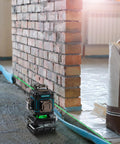 All In One 360 Degree Self Leveling Laser Level Kit With Receiver Tripod And Grade Rod Touch Screen Remote Control 16 Lines 2 Batteries Pro Grade For Construction And Home Renovation on brick wall