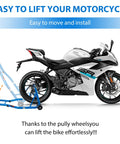 Beefed Up Heavy Duty Motorcycle Stand 850 Lb Capacity Rear And Front Wheel Lift Swingarm Paddock Stands Blue for Maintenance Cleaning