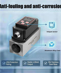 Workhorse Turbine Flow Meter With 4-20mA Output And Temperature Sensor, OLED Display, Stainless Steel Industrial Flow Meter For Water And Liquids, DN15, RS485 Modbus Ready, front view