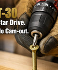 T30 Star Drive in action with bronze self drilling screws for trailer decks and steel panels installation.