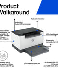 LaserJet M209dw Wireless Printer with fast speeds, easy setup, mobile printing, auto duplex, best for small teams, black and white