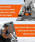 Mini Metal Lathe 8.7 X 23.6 Inch, 1100W Counter Face Turning Machine with 4-way tool post and 3-jaw chuck for precision tasks.