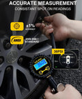 Digital Tire Inflator With Pressure Gauge 200 PSI Heavy Duty Air Compressor inflating car tire with rubber hose and pressure reading display