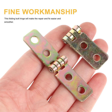 12 Pack Small Iron Chest Hinges Foldable Cabinet Door Hinges 60x13mm being held in hand, showcasing fine workmanship