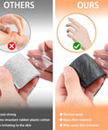 Comparison of two pipe insulation wraps; left shows gray rubber-plastic cotton, right shows black glass fiber material.