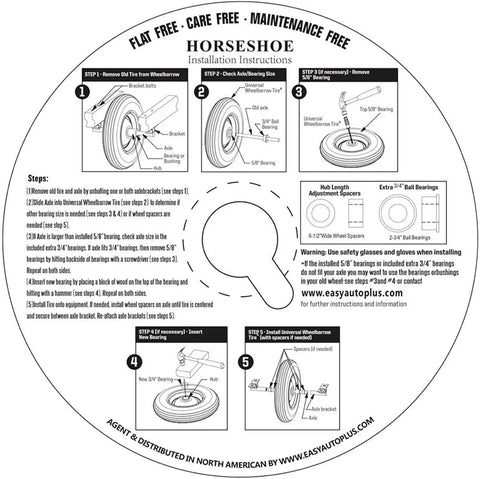 Installation instructions for Set Of Two Heavy Duty Solid Flat Free Tires For Wheelbarrow And Utility Cart, 4.80 4.00 8 Size.