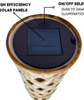 Top view of Ceramic Solar Tiki Torches With Flickering Flame Two Pack Outdoor Solar Lights For Yard And Home Decor IP65 Waterproof