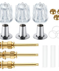 Three Handle Bathtub Shower Trim Kit Compatible With Verve Windsor Faucets with brass stems and acrylic knobs
