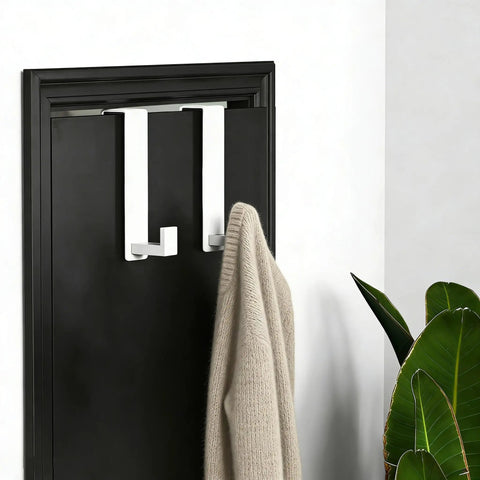 Heavy Duty Over The Door Hooks Set With Soft Sponge Padding Easy Install Door Hanger For Coats And Towels Stainless Steel L Shape 2 Pack
