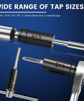 Heavy Duty Tap Socket Set For Tight Spaces With Vinyl Tap Holder Includes Five Sockets From 5/8 To 1 Inch And 16mm To 25mm One Half Inch Drive Tap And Die Sockets Extensions Great For Larger Fractional And Metric Taps