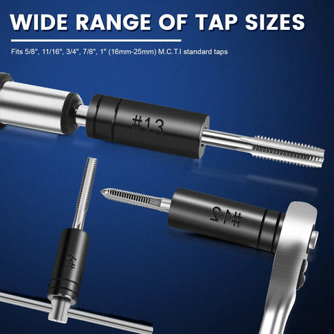 Heavy Duty Tap Socket Set For Tight Spaces With Vinyl Tap Holder Includes Five Sockets From 5/8 To 1 Inch And 16mm To 25mm One Half Inch Drive Tap And Die Sockets Extensions Great For Larger Fractional And Metric Taps