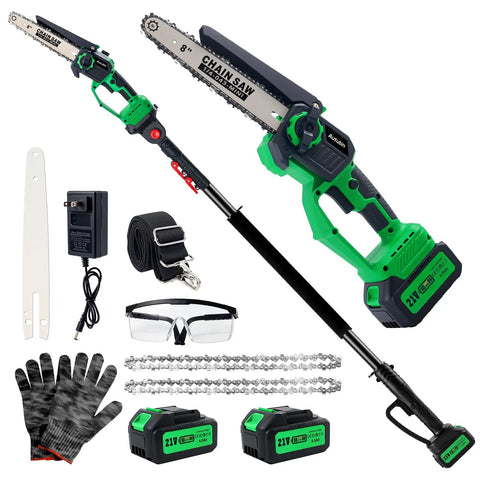 2 In 1 Electric Pole Saw For Tree Trimming Cordless Polesaw And 8 Inch Mini Chainsaw With Extension Pole Handheld Chainsaw With Rechargeable Batteries, accessories included