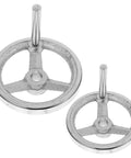 Heavy Duty Carbon Steel Handwheel With Durable Chrome Plating And Ergonomic Rounded Square Edge Design Perfect For Machining Jobs On CNC Lathe Drilling Tools And Industrial Equipment, front view