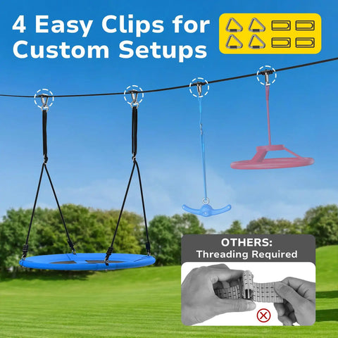 Backyard Slackline Swing Set With 40 Inch Saucer Swing Between Trees No Perfect Tree No Problem Easy Setup Outdoor Play Equipment