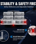Beast Mode 1300Lbs Hitch Cargo Carrier With Ramp For Trucks And SUVs, safety reflectors and adjustable stabilizer shown