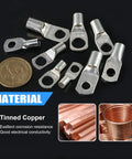 65Pcs Assorted Heavy Duty Wire Lugs And Tinned Copper Battery Cable Eyelets Tubular SC Ring Terminals With Spy Hole