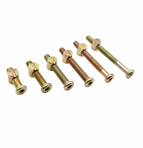 M8 Furniture Hardware Set With Hex Key Drive Socket Cap Screws And Barrel Nuts, 60 Bolts And 60 Nuts, M8 X 30mm To 80mm Lengths, various sizes