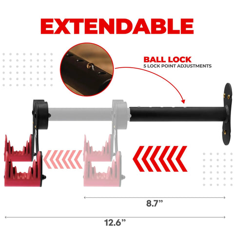 Sturdy Steel Wall Mounted Bike Rack For Garage Storage Holds One Bike Securely With Adjustable Arm Angles And Ratchet Gear Hanger, Easy To Install With Included Screws, Fits Road Mountain And Hybrid Bikes, Keeps Your Ride Off The Floor, extendable feature