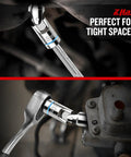 12-Piece Quarter Inch Drive Universal Flex Socket Set, 6-Point Metric From Five To Fifteen Millimeters, Swivel Joint, CR-V Steel, Workin' In Tight Spaces And Hard To Reach Spots used on a ratchet in tight engine space