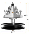 Bulletproof Blade Spindle Assembly Fits Craftsman Cub Cadet Troy Bilt 42 Inch Riding Lawn Mower Deck with dimensions shown.