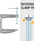 Heavy Duty Steel C Clamp 3 Inch by 4.5 Inch for Woodworking, smooth swivel adjustment, ergonomic grip visible