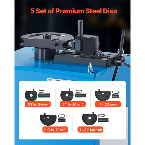 Five precision steel dies for Heavy Duty Electric Pipe Bender Providing No Sweat Bending For Fast Metal Fabrication.
