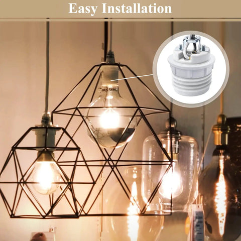Two Pack E26 Medium Base Ceramic Light Socket With 6 Inch Prewired Lead And White Shade Ring UL Listed in pendant lamps