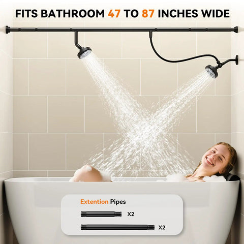 Luxury Dual Shower Head For Couples With Smooth High Pressure Spray Adjustable Angled Arms Matte Black Coating Built Straight For Couple Goals And Chill Spa Vibes In Any Modern Bathroom Setup
