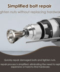 Deburring external chamfer tool for drill bit, stainless steel, shown in a drill chuck.