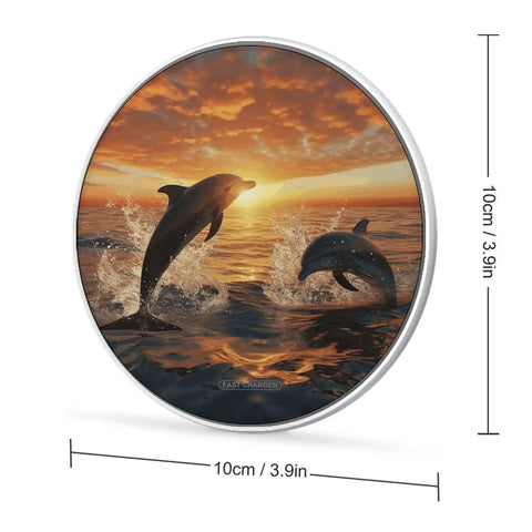 10W Fast Wireless Charger Pad For Phones Slim Portable Charging Station with dolphins design