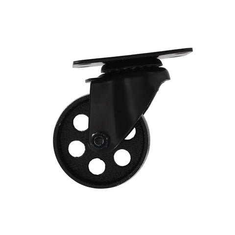 FactorDuty 4 black metal swivel plate caster wheel, 3-inch, no brake