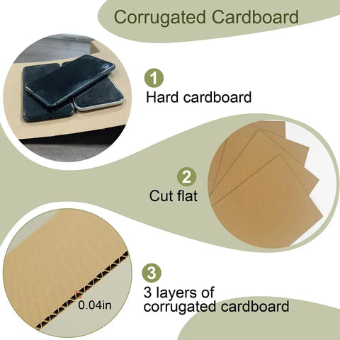 Bulk 50 Pack Corrugated Cardboard Sheets 8.5 By 11 Inches 1.7mm Thick Flat Cardboard Paper with phone and details