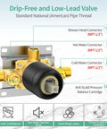 Detailed view of valve included in Oversized 2 In 1 Shower Head And Handheld Combo With 6 Spray Settings in Matte Black