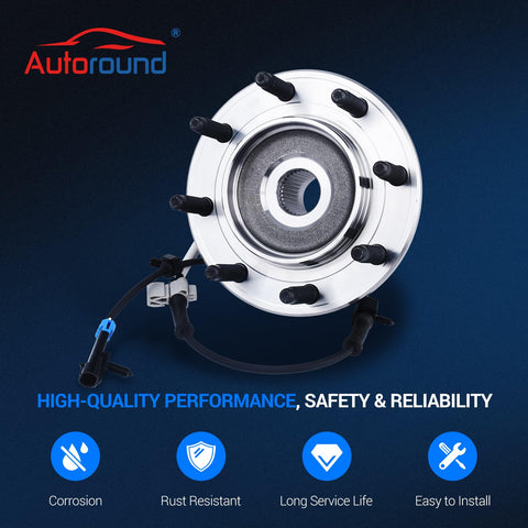 RWD Front Wheel Bearing And Hub Assembly For 2001-2007 Chevy Silverado 1500 HD 2500 3500 8 Lug With ABS, corrosion-resistant