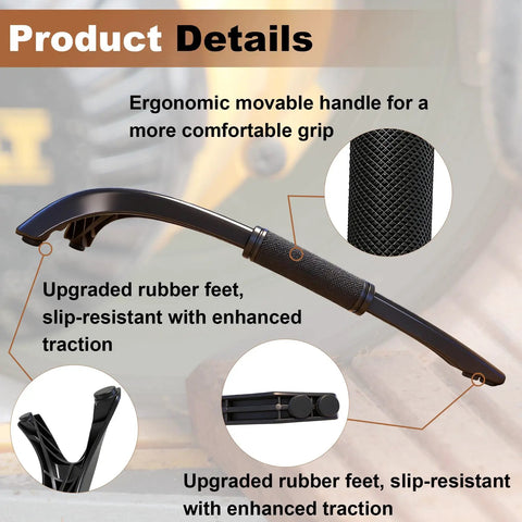 Ergonomic Miter Saw Hold Down Stick Hand Saver, black with upgraded rubber feet for safety and precision in woodworking.