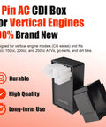 Front view of black 6 Pin AC CDI Box For CG Series 125cc 150cc 200cc 250cc Vertical Engine Scooters, highlighting features.