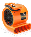 Beast Air Mover Carpet Dryer With Half HP Motor Dual Speed Industrial Floor Fan Orange Carpet Drying Tool And Floor Blower High CFM