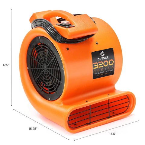 Beast Air Mover Carpet Dryer With Half HP Motor Dual Speed Industrial Floor Fan Orange Carpet Drying Tool And Floor Blower High CFM