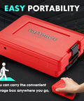 Angled view of red Eastpace portable storage box for tungsten carbide burr set with latch