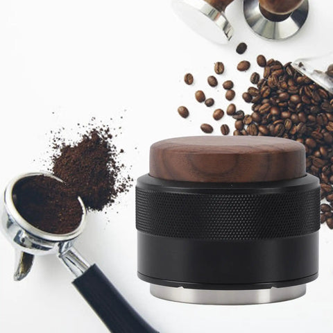 Top Tier 51Mm Black Coffee Distributor And Espresso Tamper For Baristas Stainless Steel Tool with wood top for precise coffee dosing.