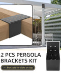 Heavy Duty Pergola Joist Brackets Set For 4x4 Wood Posts, Connector Brace And Post Top Rafter Brackets, 2 Pack, patio deck use